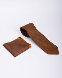 Set Cravata si batista maro inchis cu model- CV1262