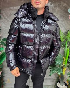 Alternative view of Geaca de bărbați, neagra, groasa, cu gluga - GC878