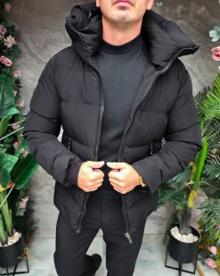 Alternative view of Geaca de bărbați, neagra, groasa, cu gluga - GC885