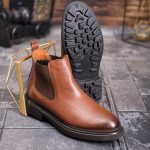 Ghete bărbătești Chelsea din piele naturală maro cognac - GH162