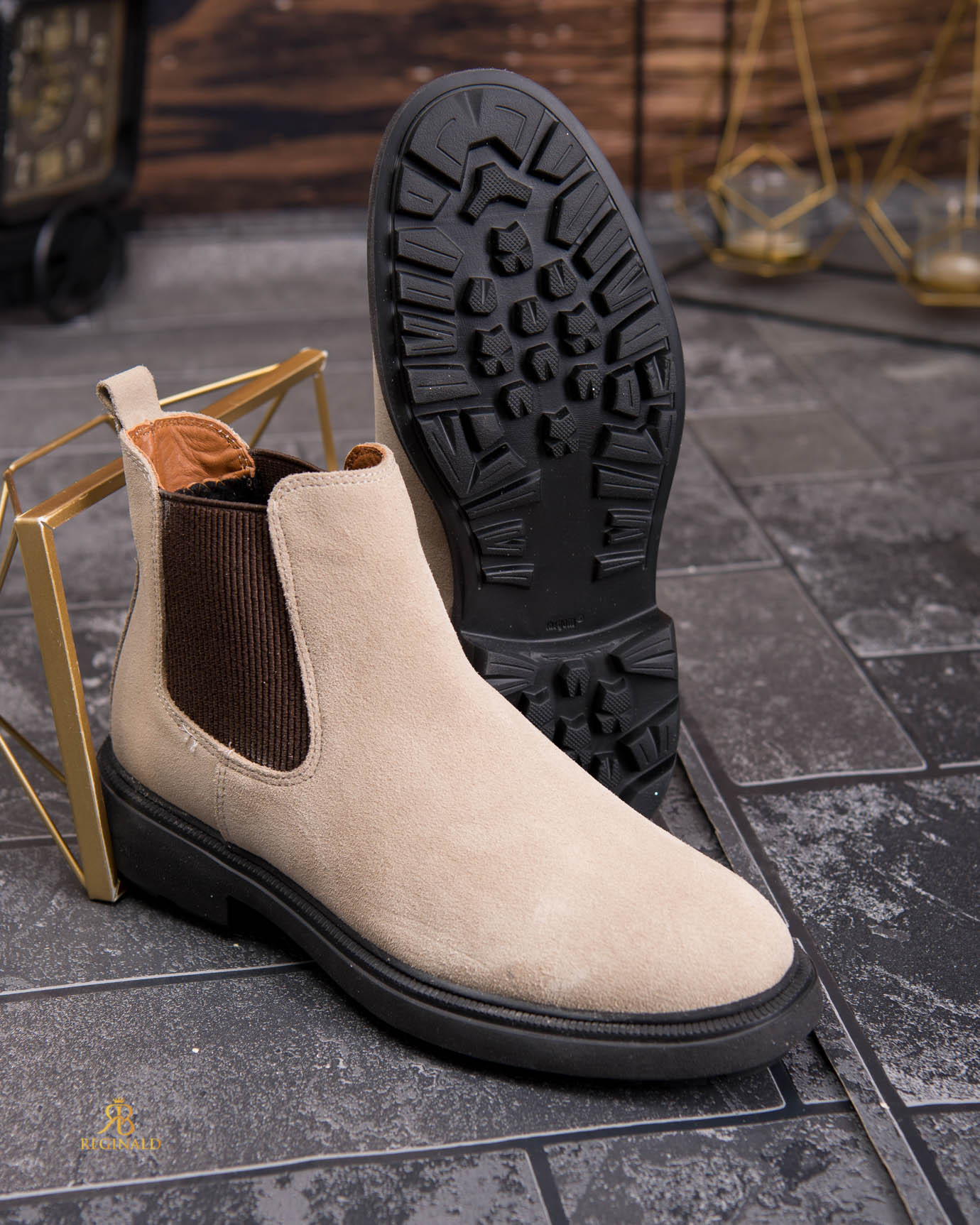 Ghete Chelsea bărbătești bej deschis – Piele naturală - GH160 - imagine 5