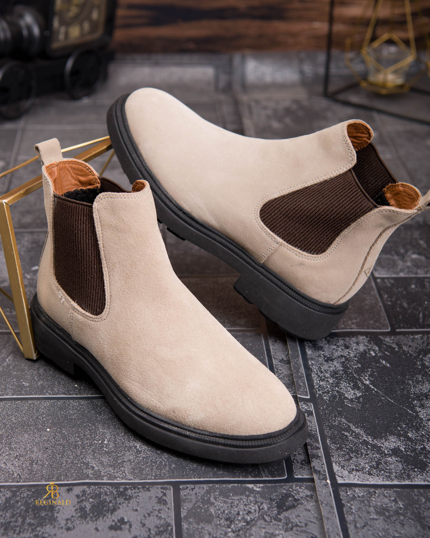 Ghete Chelsea bărbătești bej deschis – Piele naturală - GH160 - imagine 3