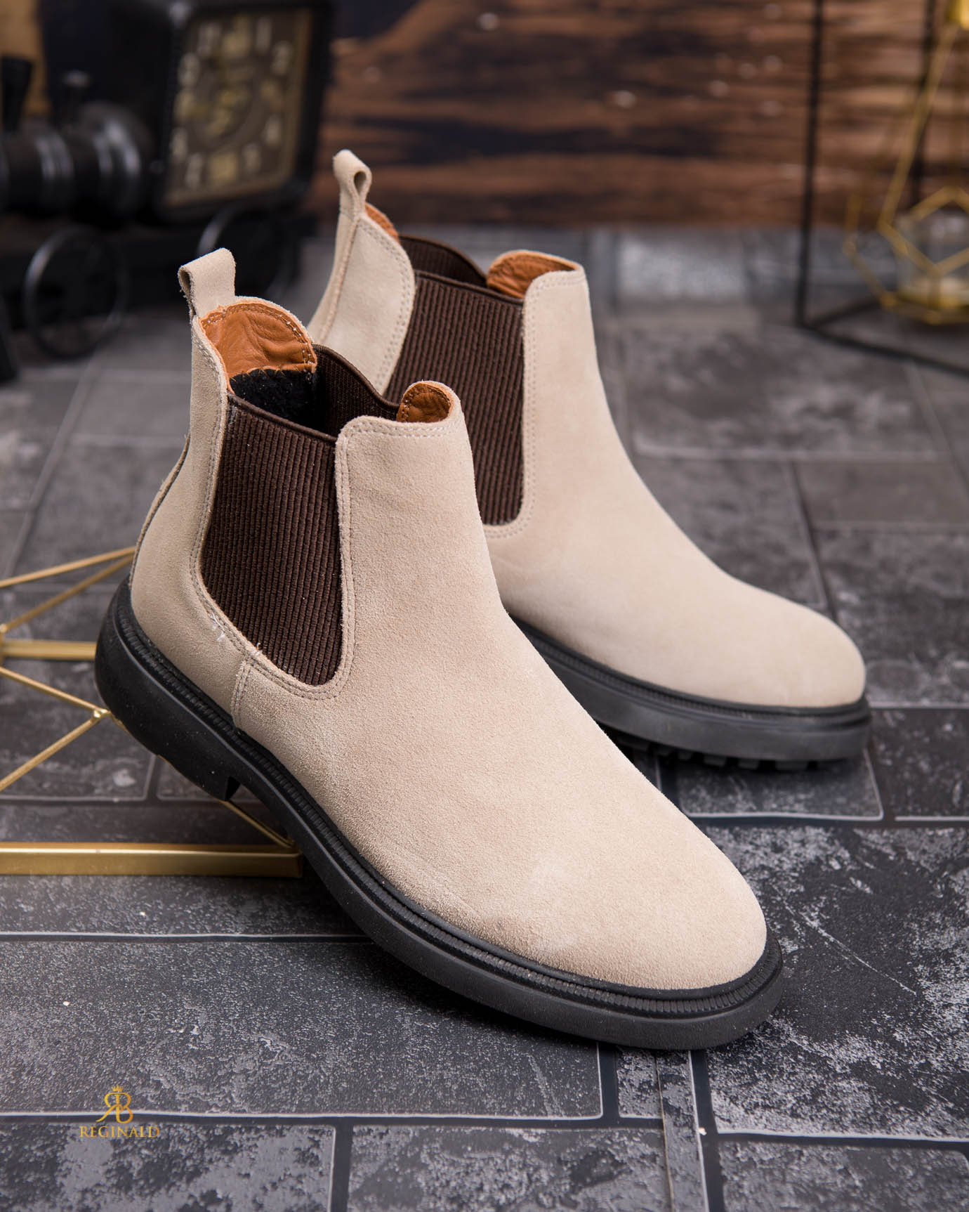 Ghete Chelsea bărbătești bej deschis – Piele naturală - GH160 - imagine 4