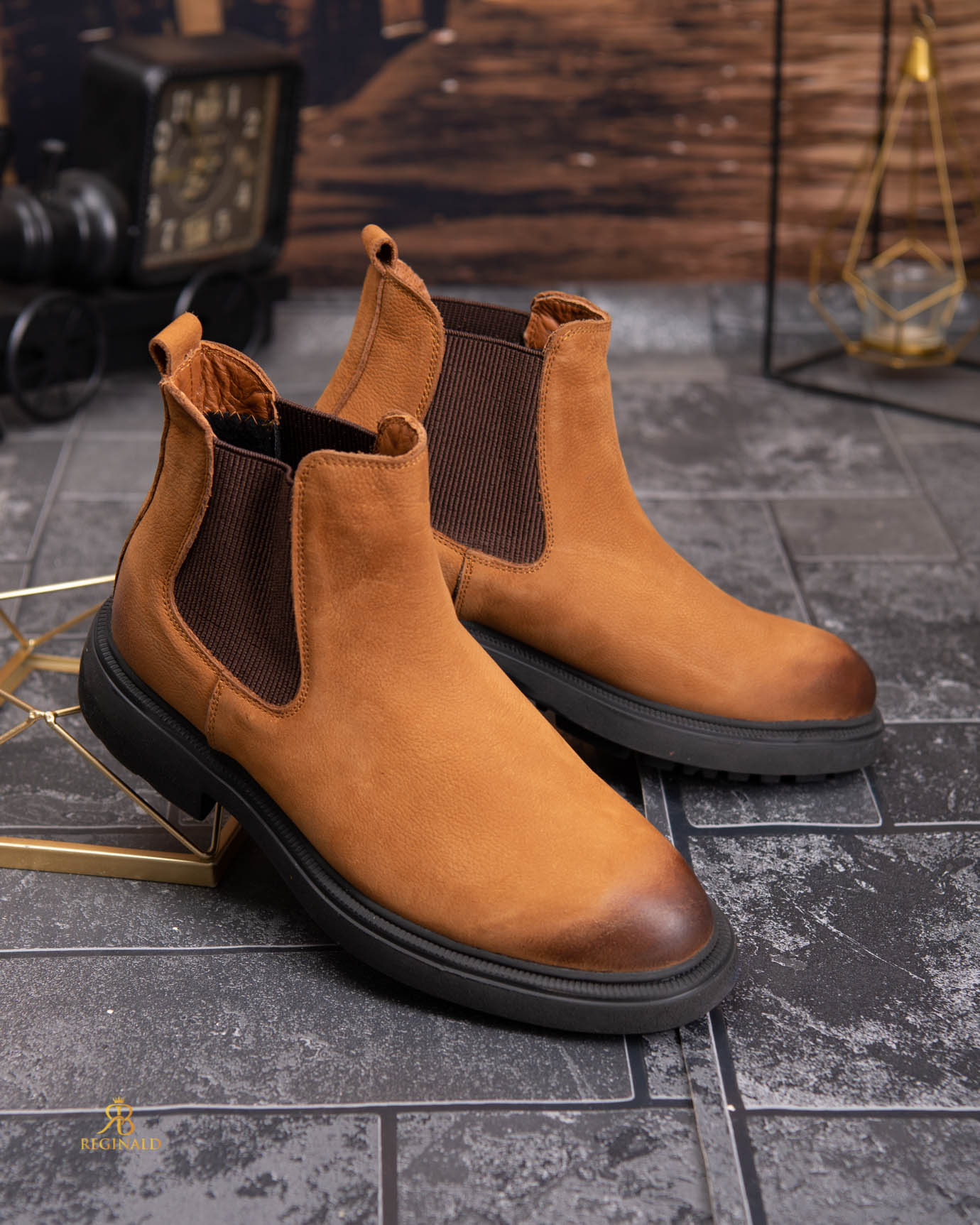 Ghete Chelsea bărbătești camel / cognac – Piele naturală - GH159 - imagine 7