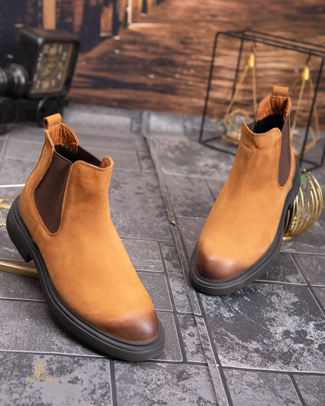 Ghete Chelsea bărbătești camel / cognac – Piele naturală - GH159 - imagine 8