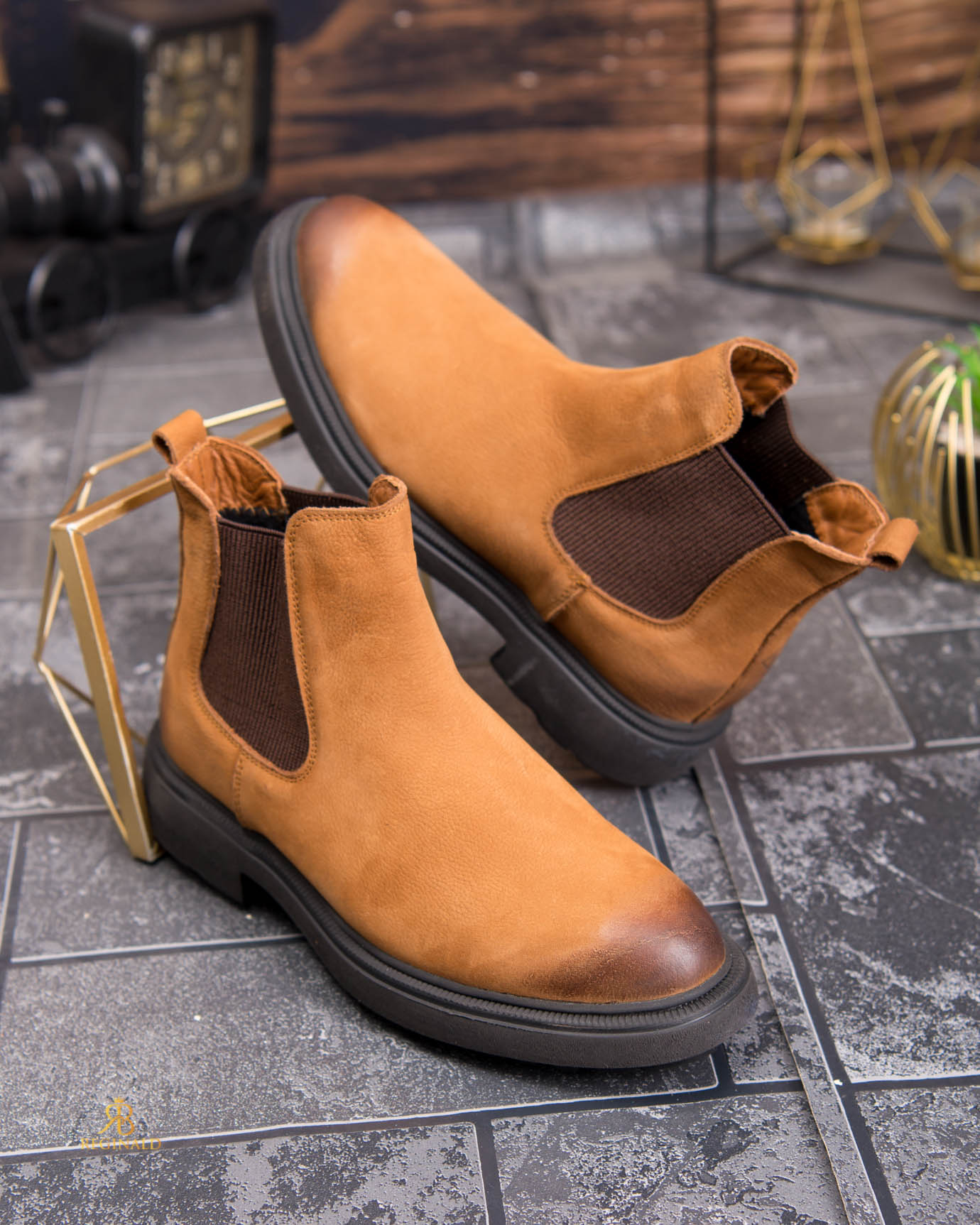 Ghete Chelsea bărbătești camel / cognac – Piele naturală - GH159 - imagine 9