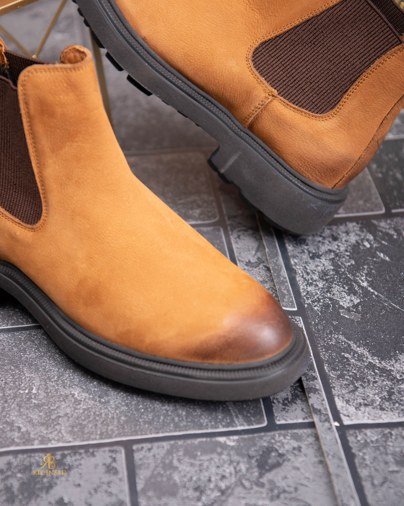 Ghete Chelsea bărbătești camel / cognac – Piele naturală - GH159 - imagine 6