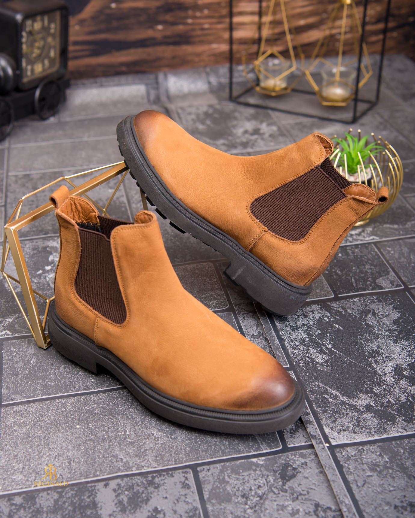 Ghete Chelsea bărbătești camel / cognac – Piele naturală - GH159 - imagine 5