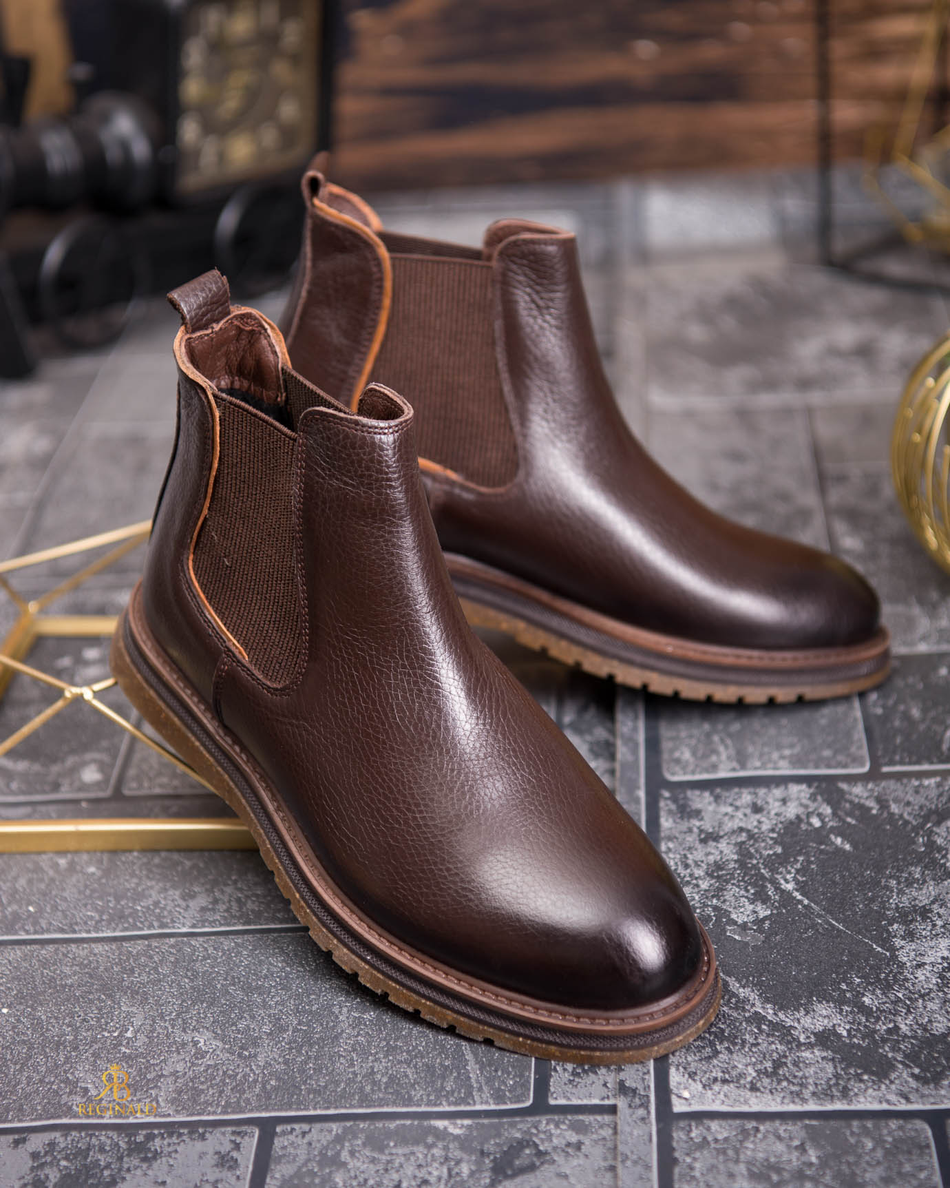 Ghete Chelsea bărbătești maro – Piele naturală - GH158 - imagine 6