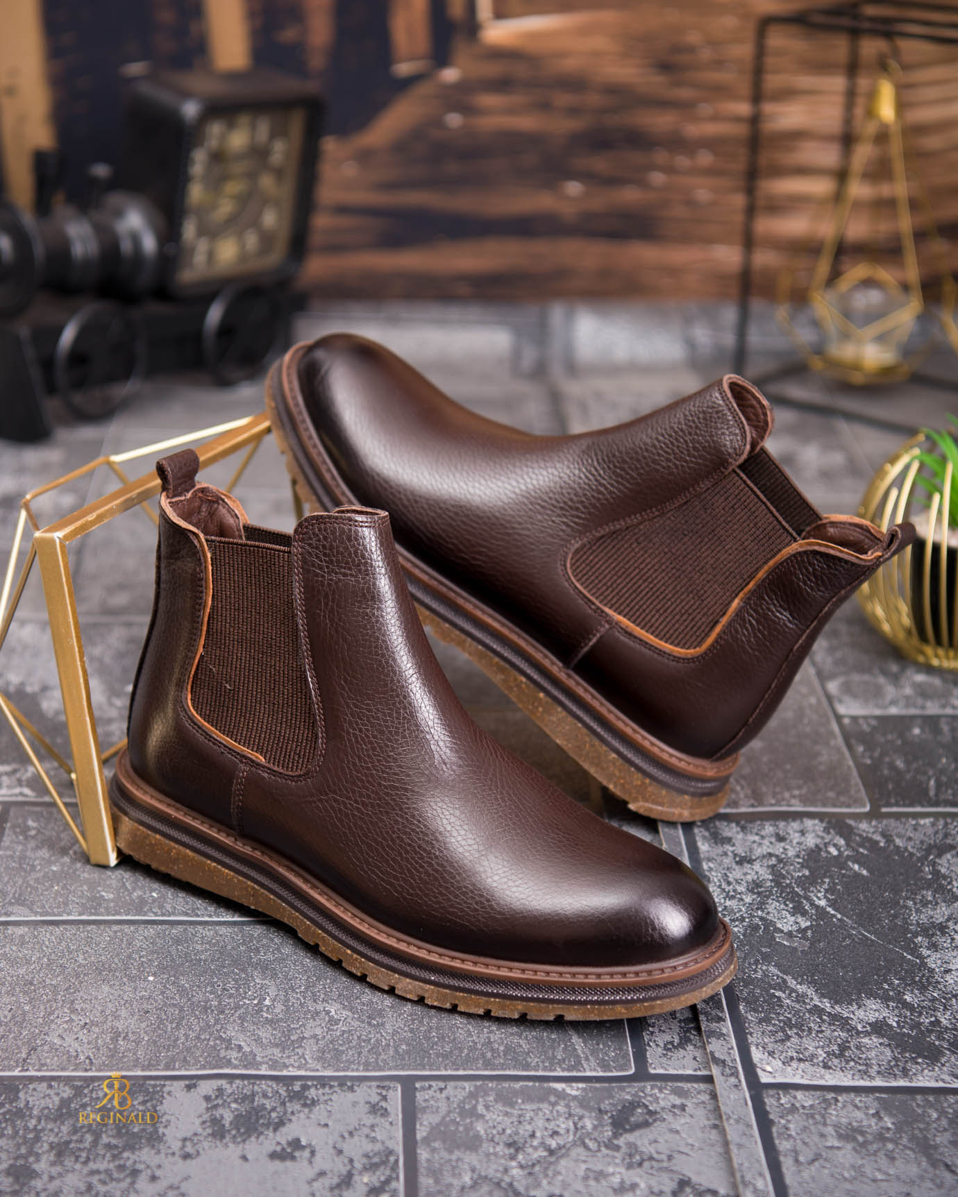 Ghete Chelsea bărbătești maro – Piele naturală - GH158 - imagine 3