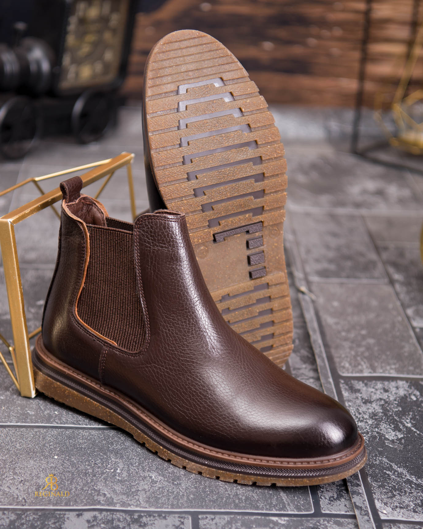 Ghete Chelsea bărbătești maro – Piele naturală - GH158 - imagine 5