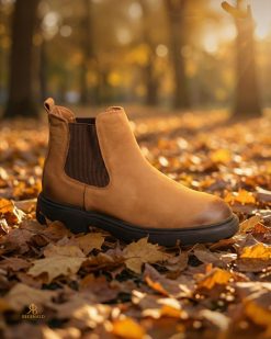 Ghete Chelsea bărbătești camel / cognac – Piele naturală - GH159