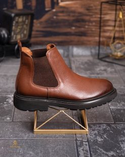 Alternative view of Ghete bărbătești Chelsea din piele naturală maro cognac - GH162