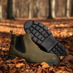 Ghete bărbătești Chelsea din piele naturală întoarsă, verde kaki - GH163