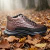Pantofi bărbătești din piele naturală – model croco maro, talpă masivă - P1944