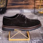 Pantofi Bărbătești din Piele Întoarsă Neagră – Talpă Antiderapantă-P1947