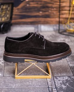 Pantofi Bărbătești din Piele Întoarsă Neagră – Talpă Antiderapantă-P1947