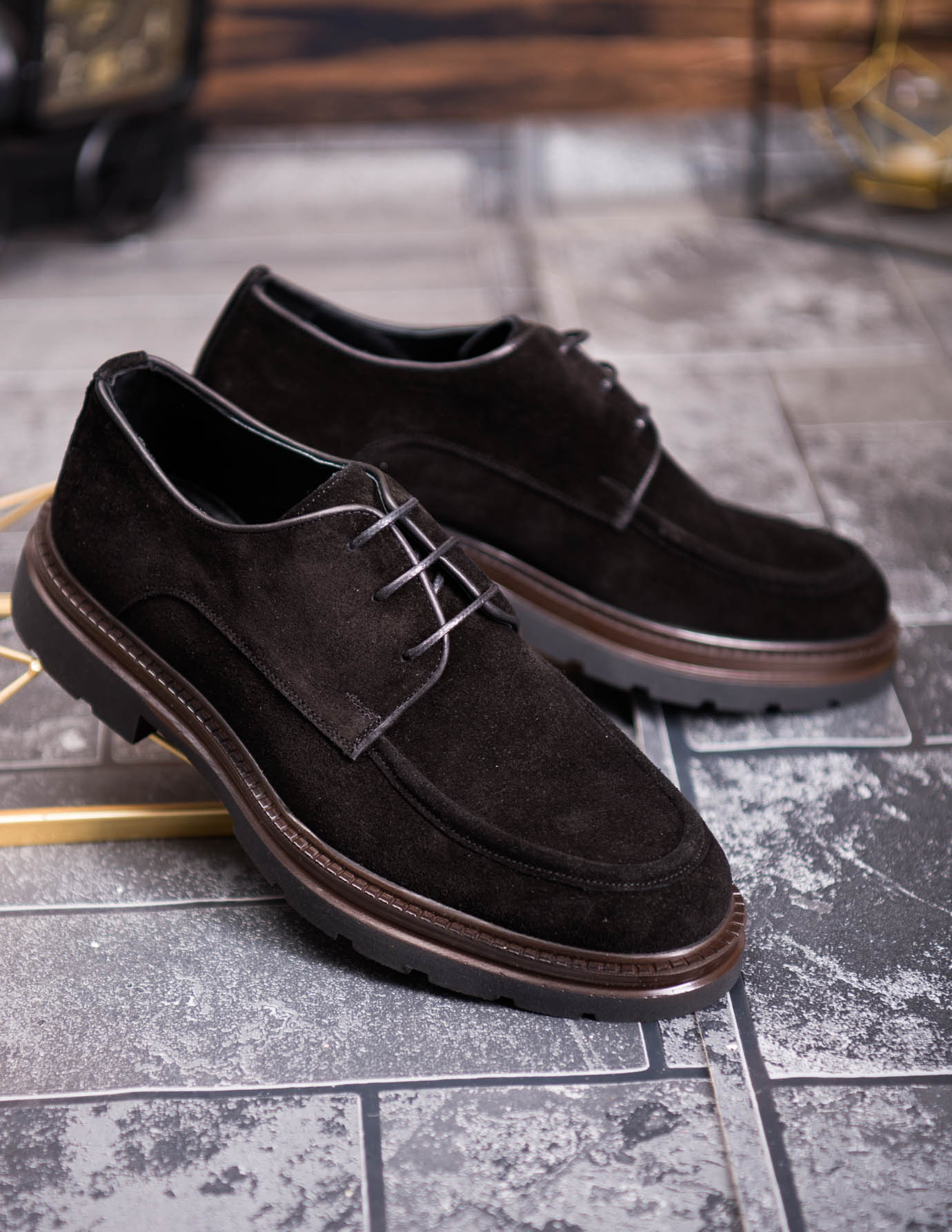 Pantofi Bărbătești din Piele Întoarsă Neagră – Talpă Antiderapantă-P1947 - imagine 2