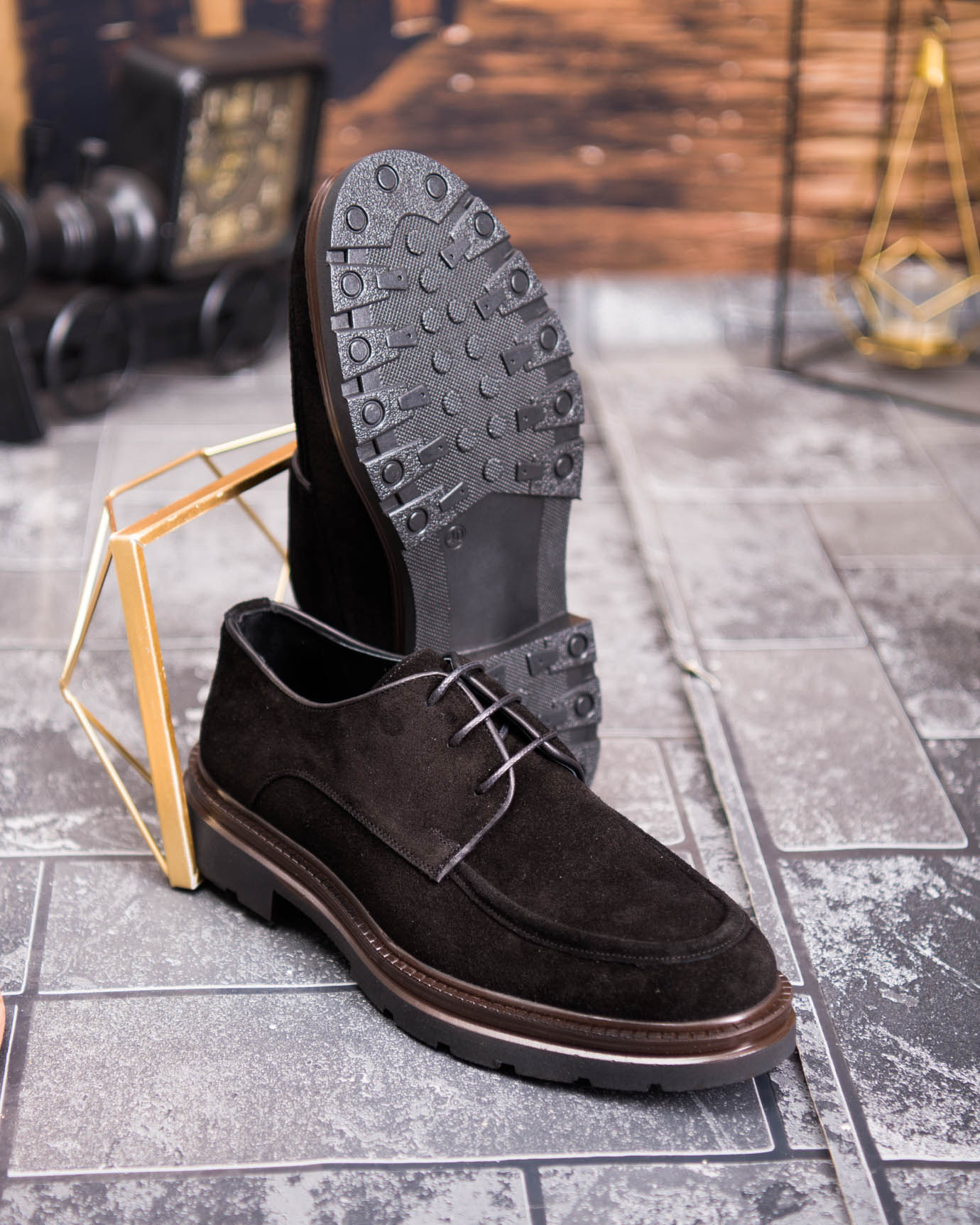 Pantofi Bărbătești din Piele Întoarsă Neagră – Talpă Antiderapantă-P1947 - imagine 5