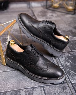Pantofi Bărbătești din Piele Naturală – Model Brogue cu Talpă Groasă - P1946