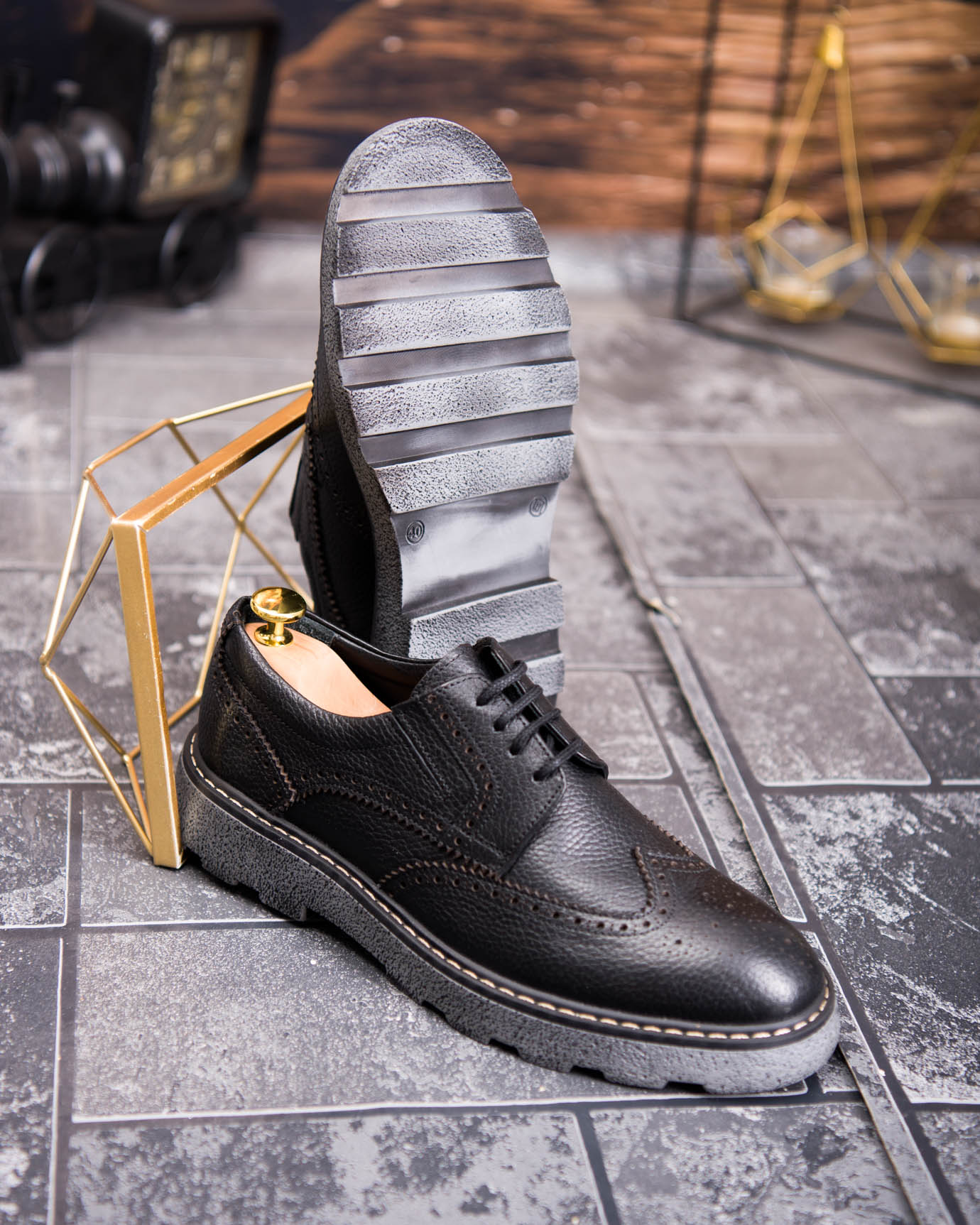 Pantofi Bărbătești din Piele Naturală – Model Brogue cu Talpă Groasă - P1946 - imagine 6