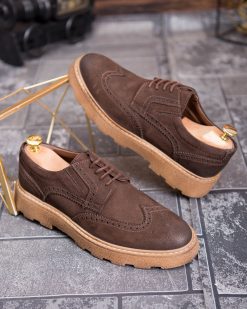 Alternative view of Pantofi bărbătești din piele naturală – Brogue Maro, talpă confort - P1945