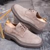 Pantofi bărbătești Derby din piele naturală întoarsă – taupe - P1943