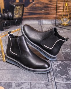 Alternative view of Ghete bărbătești Chelsea din piele naturală – negre cu talpă gri - GH165