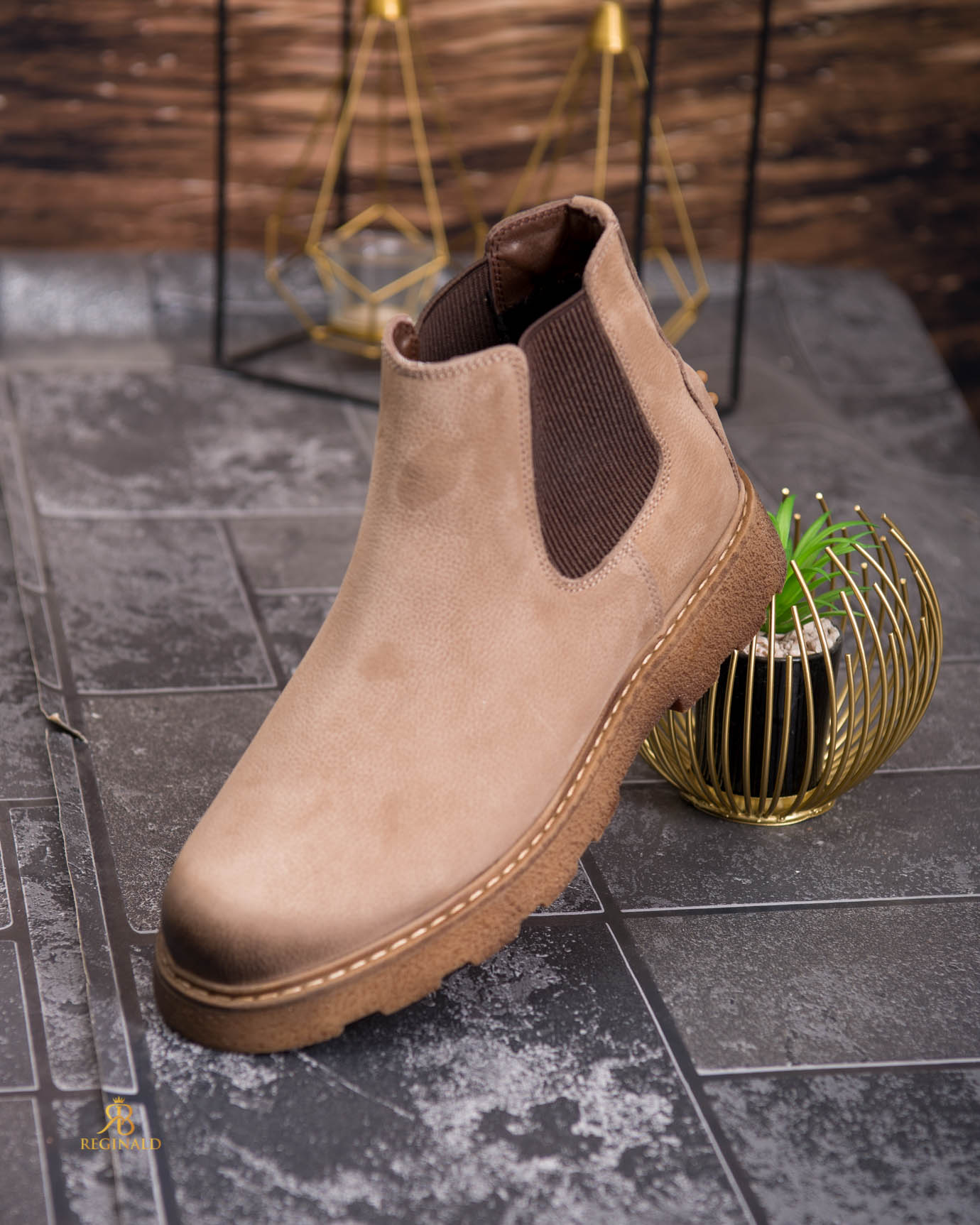 Ghete bărbătești Chelsea din piele naturală – beige sand - GH164 - imagine 10