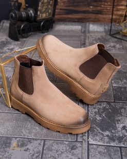Ghete bărbătești Chelsea din piele naturală – beige sand - GH164