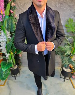 Alternative view of Palton de bărbați, Slim Fit, Negru cu nasturi - PT516