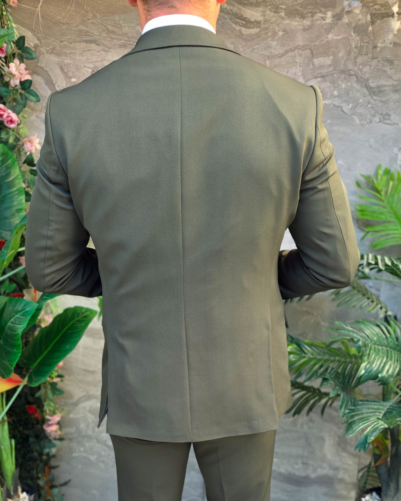 Costum de bărbați, Verde inchis: Sacou, Vesta si Pantalon- C5384 - imagine 6