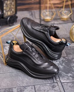Pantofi bărbătești sport, Negru– Piele naturală- P1939