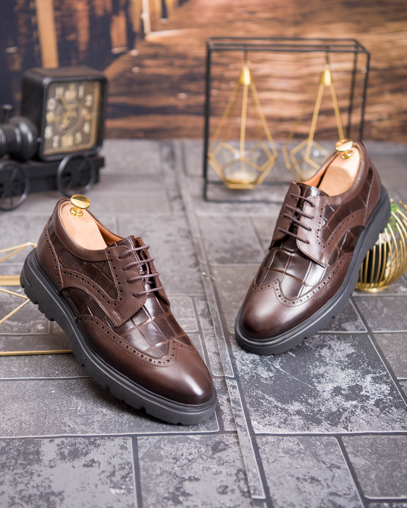 Pantofi bărbătești eleganți, Maro – Piele naturală- P1936 - imagine 2