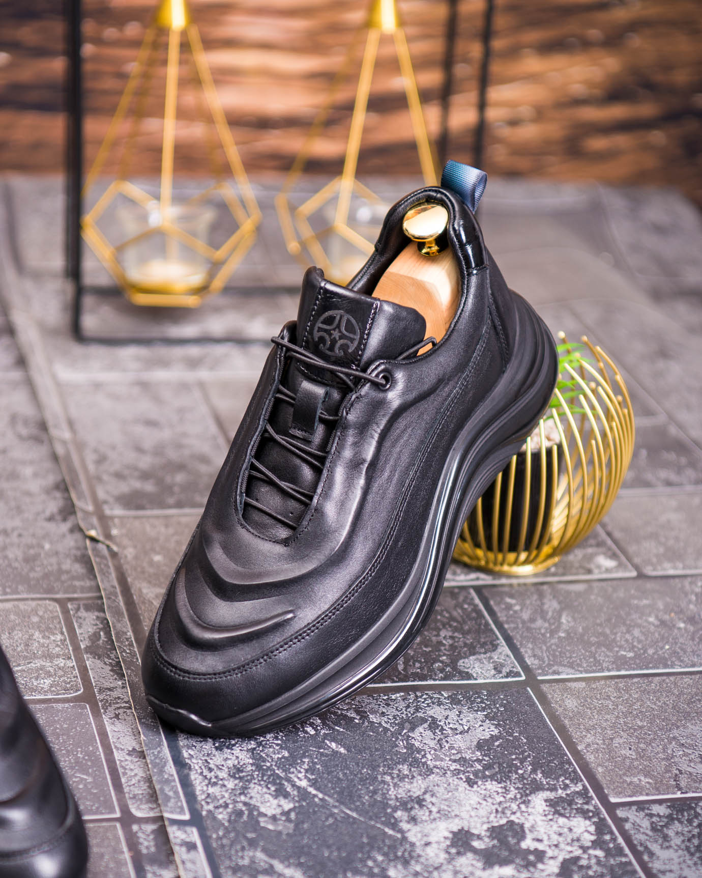 Pantofi bărbătești sport, Negru– Piele naturală- P1939 - imagine 5