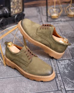 Pantofi bărbătești eleganti, Verzi– Piele intoarsa naturală- P1940