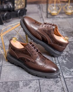 Pantofi bărbătești eleganți, Maro – Piele naturală- P1936