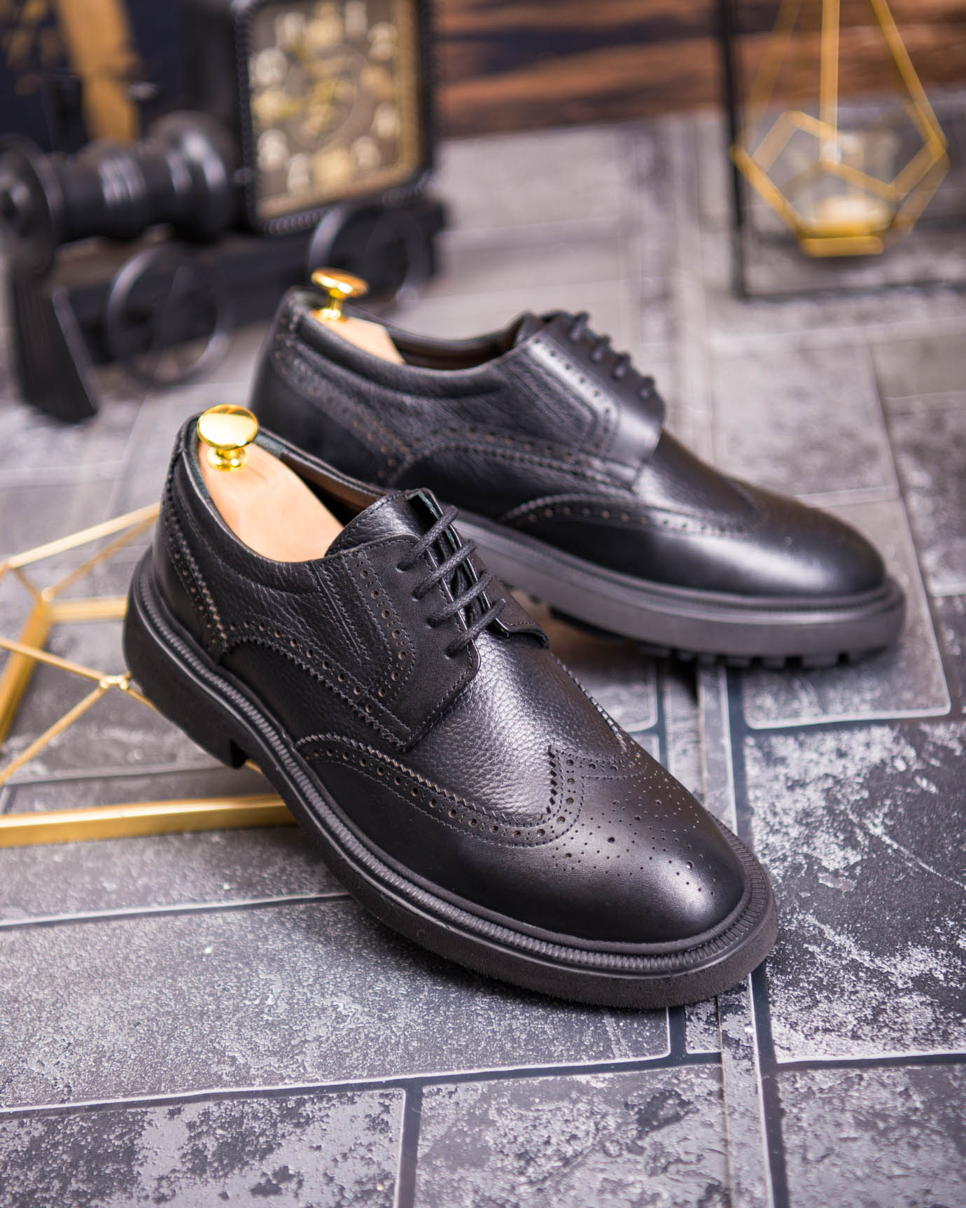 Pantofi bărbătești eleganti, Negri– Piele naturală- P1941 - imagine 2