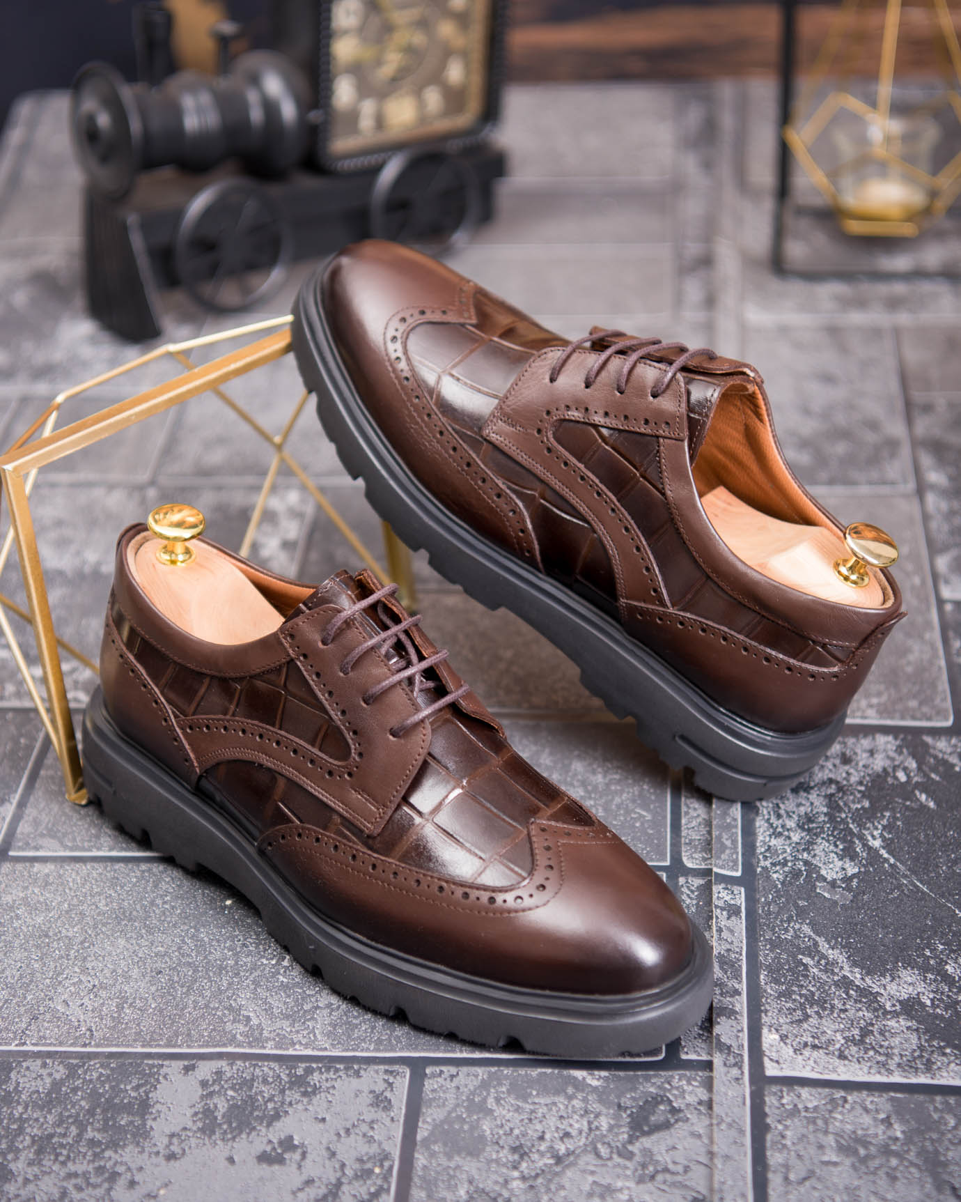 Pantofi bărbătești eleganți, Maro – Piele naturală- P1936 - imagine 3