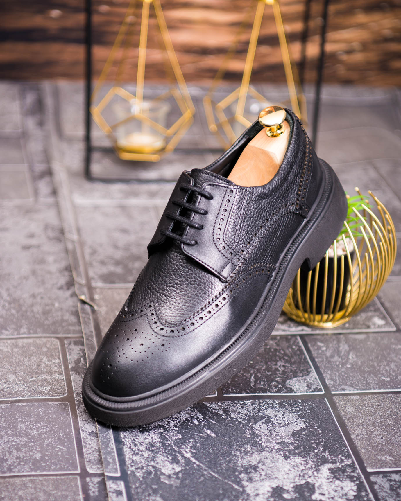 Pantofi bărbătești eleganti, Negri– Piele naturală- P1941 - imagine 4