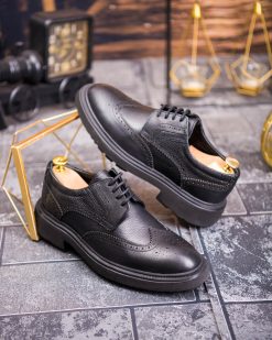 Pantofi bărbătești eleganti, Negri– Piele naturală- P1941
