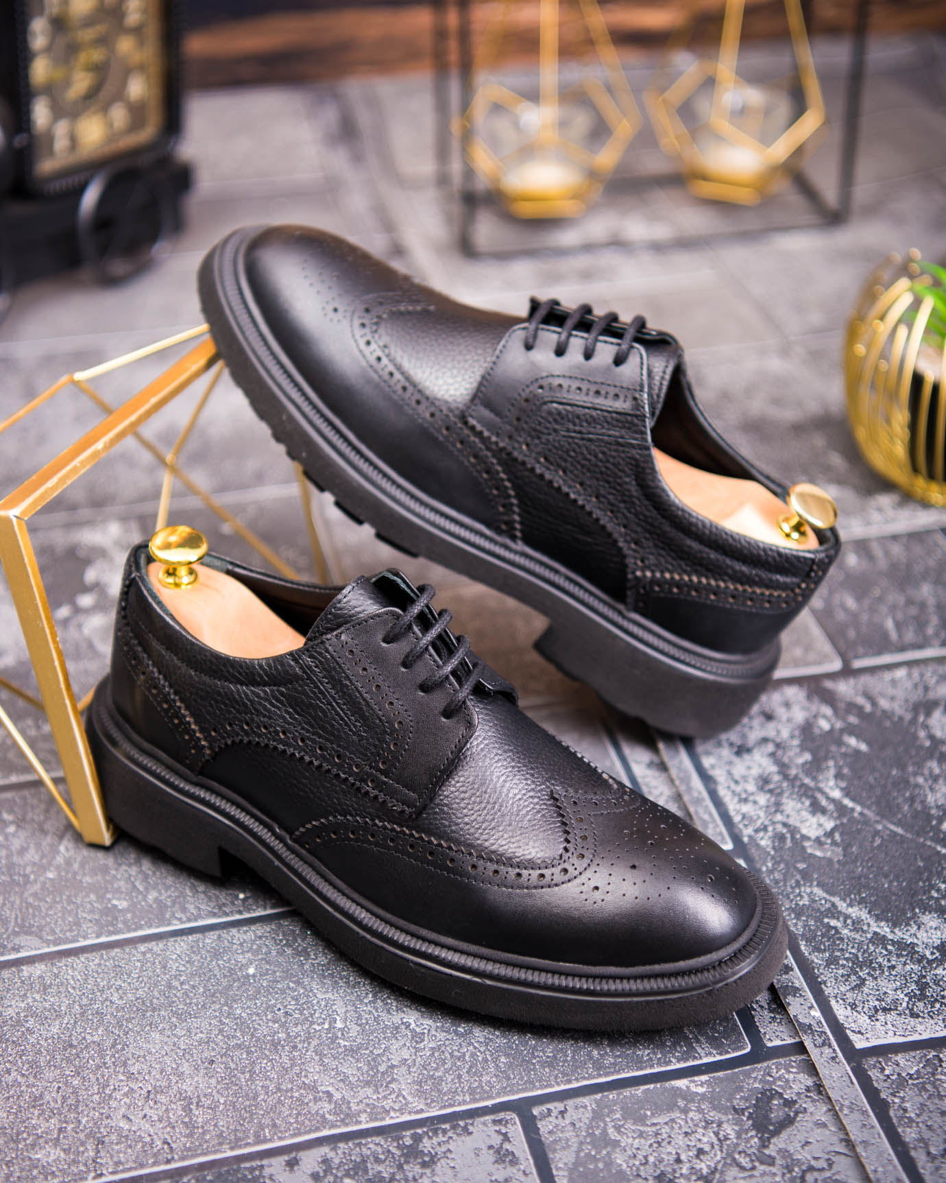 Pantofi bărbătești eleganti, Negri– Piele naturală- P1941 - imagine 3