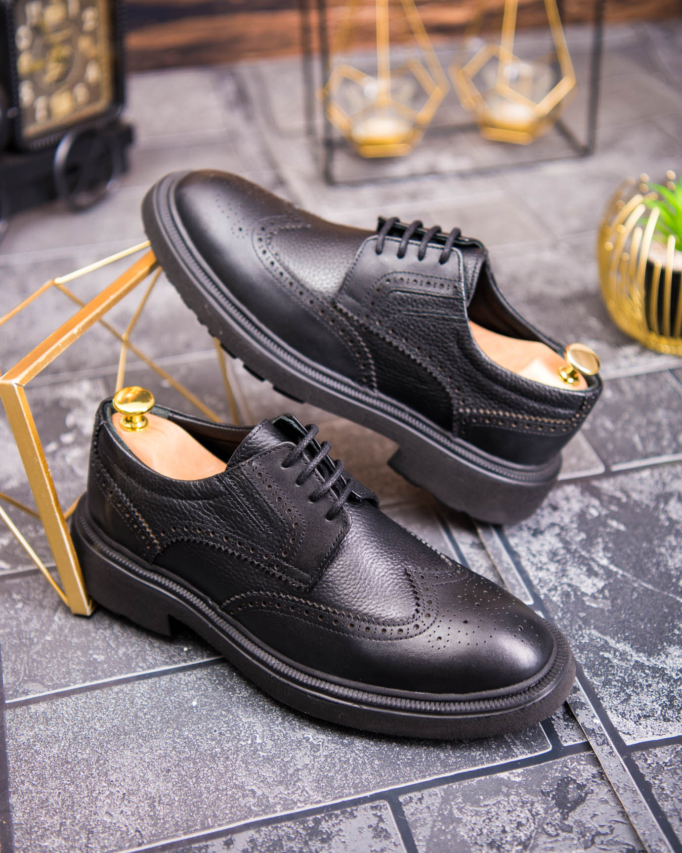 Pantofi bărbătești eleganti, Negri– Piele naturală- P1941 - imagine 5