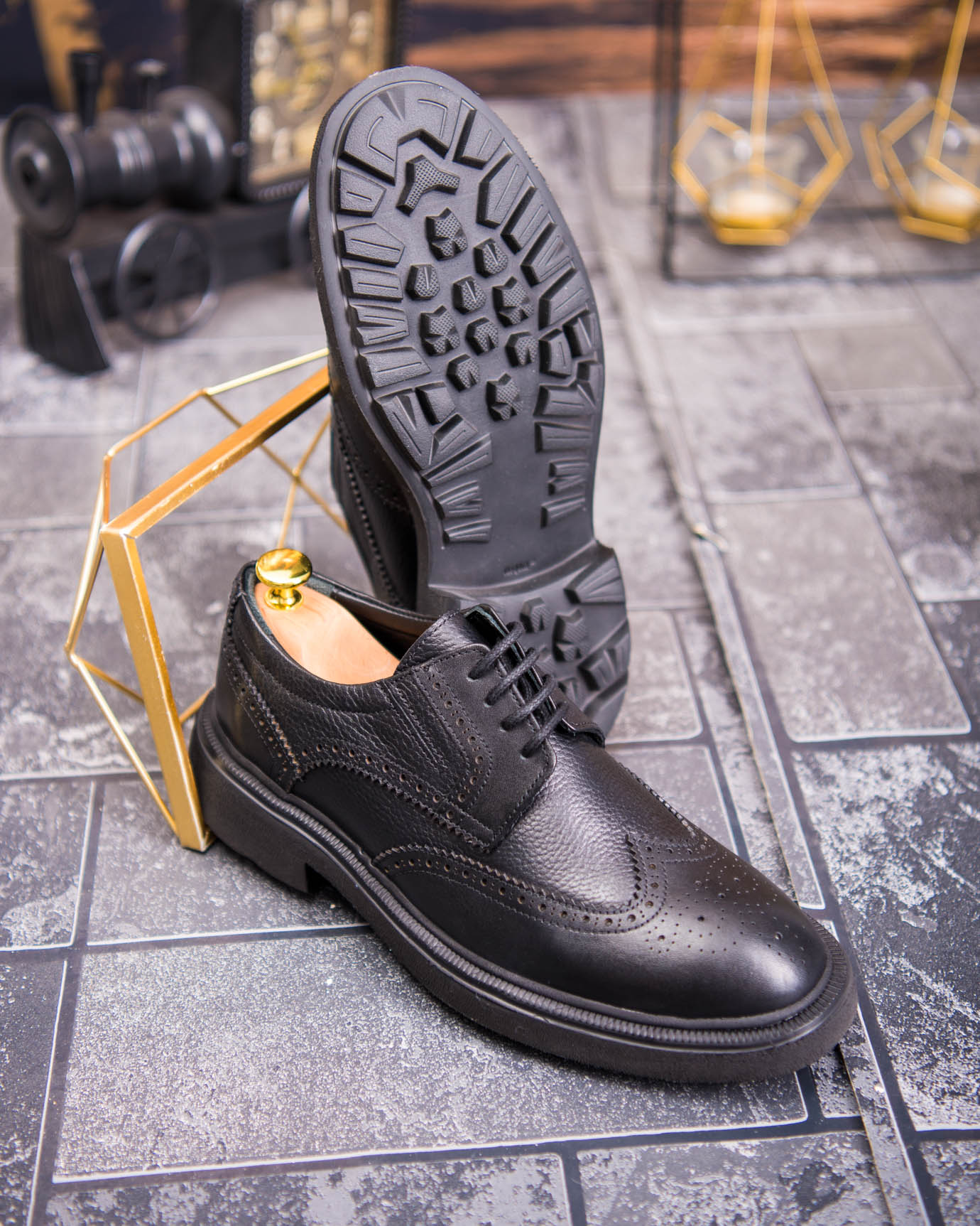 Pantofi bărbătești eleganti, Negri– Piele naturală- P1941 - imagine 6