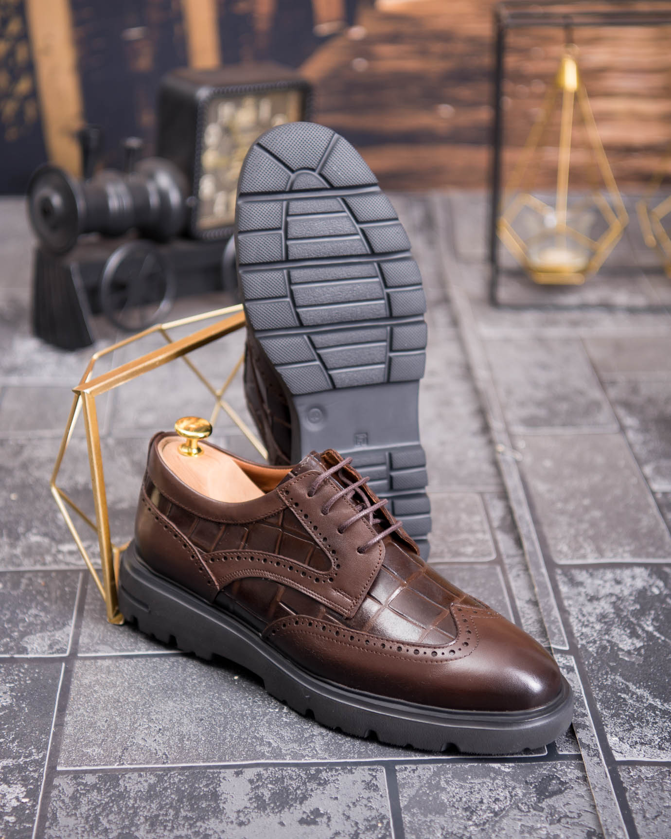 Pantofi bărbătești eleganți, Maro – Piele naturală- P1936 - imagine 5