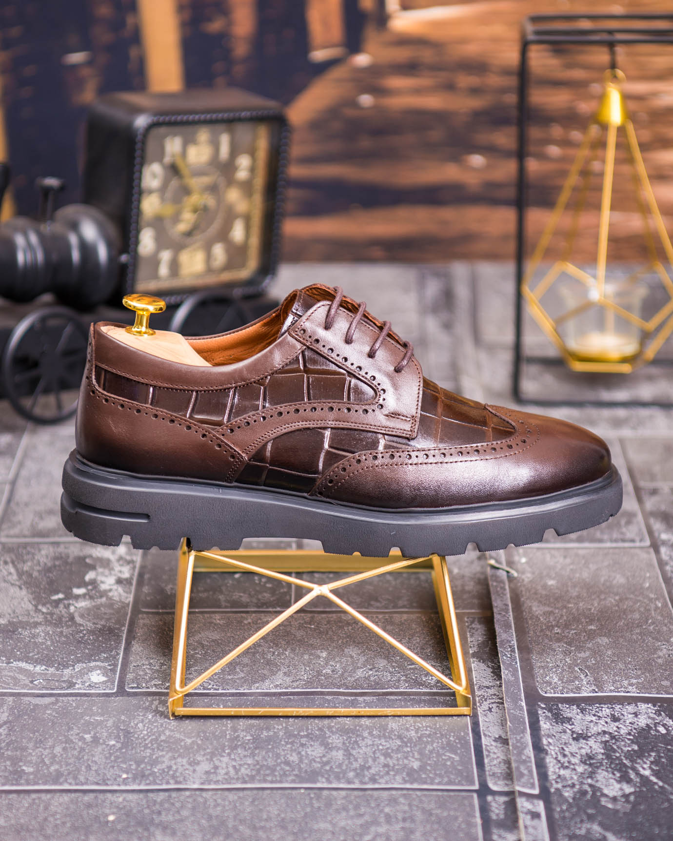 Pantofi bărbătești eleganți, Maro – Piele naturală- P1936 - imagine 6