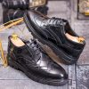 Pantofi bărbătești eleganți, Negru– Piele naturală- P1937