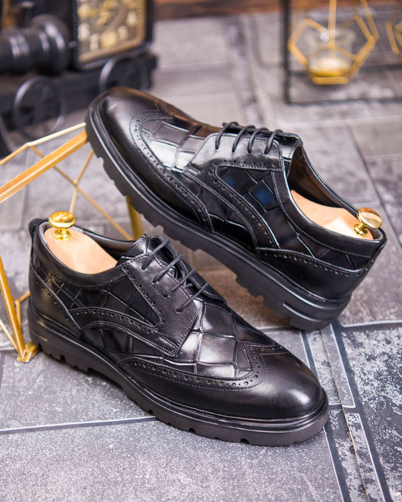 Pantofi bărbătești eleganți, Negru– Piele naturală- P1937 - imagine 3