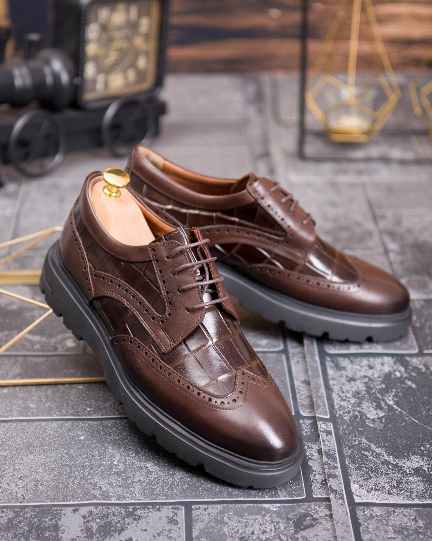 Pantofi bărbătești eleganți, Maro – Piele naturală- P1936 - imagine 4