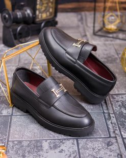 Mocasini de barbati casual, negri, talpa inalta ultra-usoara – AD880